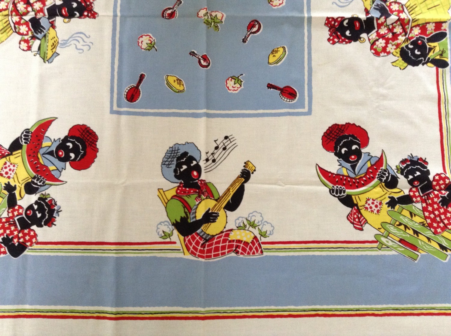 Vintage Black Americana Tablecloth 1940's 1950's Etsy