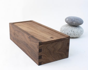 Handmade solid walnut sliding lid box