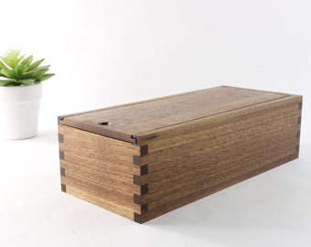 Handmade walnut sliding lid box - 11 x 4 3/4 x 3 1/8 inches