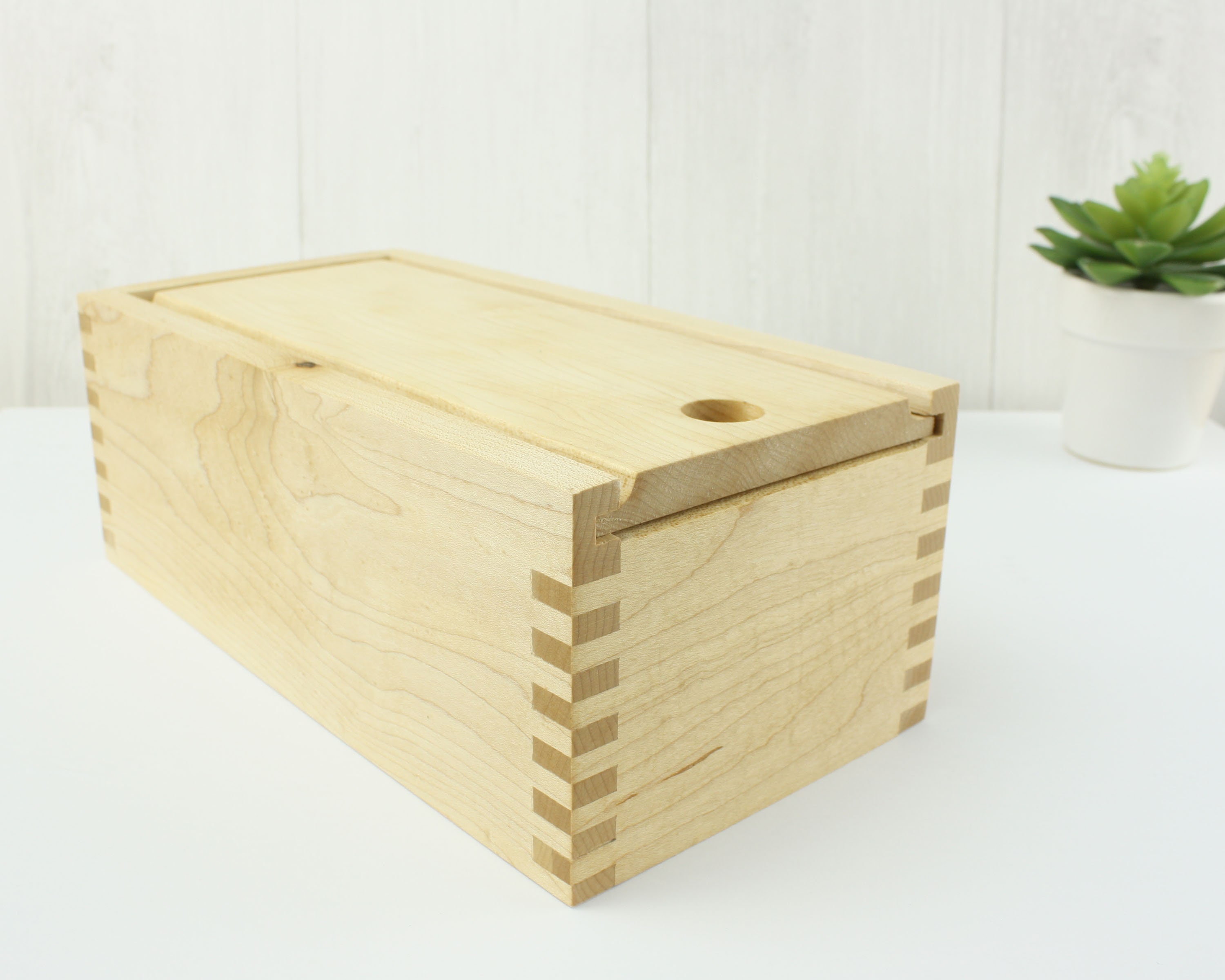 Sliding lid wood box solid maple wood box finger joint wood Etsy