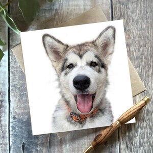 carte malamute - carte de voeux avec un chiot mignon sur le devant - carte d'anniversaire pour chiot mignon - carte pour chiot - carte d'anniversaire pour chiot - carte pour chien