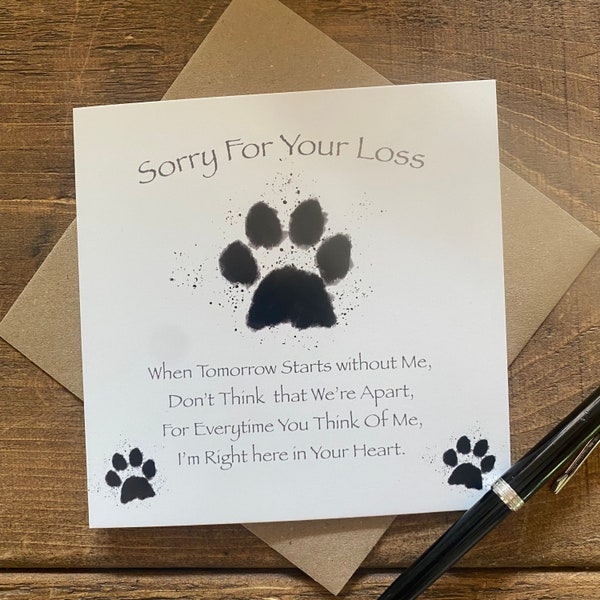 With sympathy for the loss of your dog card - Dog sympathy card - personalised Dog loss card - dog loss condolences card