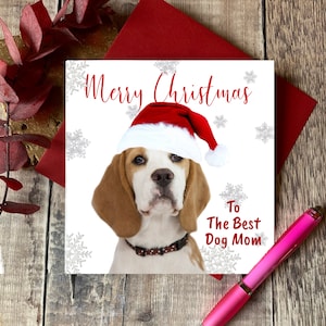 Beagle kerstkaart - kerstkaart met beagle op - beagle kerst- kerstkaart - gepersonaliseerde beagle kerstkaart