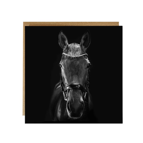 Carte de vœux de cheval - carte d’anniversaire de cheval - carte de cheval - carte de cheval d’art - carte de vœux de cheval noir - belle carte de cheval