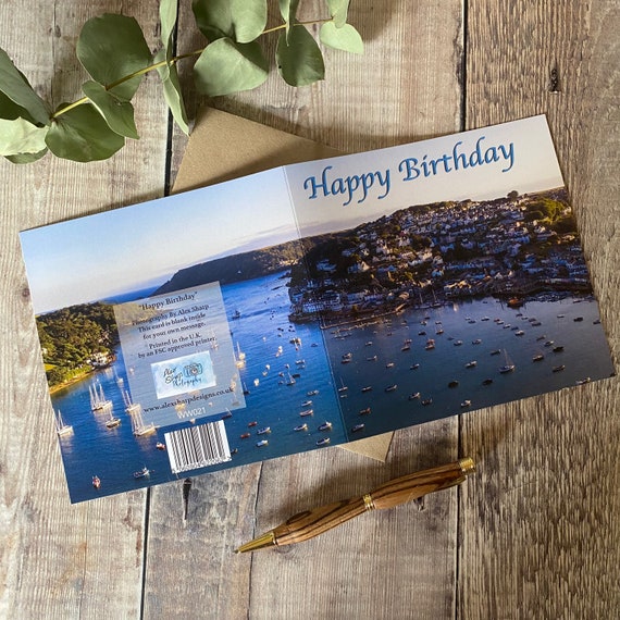 Happy Birthday greeting card with salcombe harbour photograph Salcombe card birthday card salcombe birthday card mens birthday card
