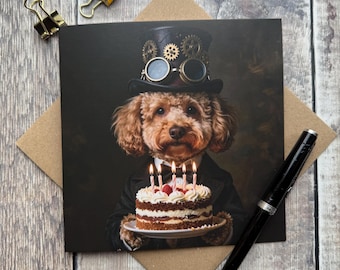 Steampunk Cockapoo Dog Greeting Card: cockapoo steam punk birthday card - Blank Inside, suitable for All Occasions