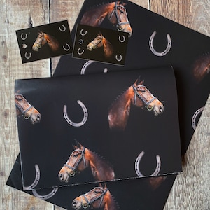 Horse Gift Wrap and tag set - horse wrapping paper - horse gift wrap paper