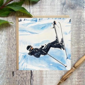 Carte de ski, carte de ski tombé, carte d'anniversaire de ski, carte de voeux de ski drôle, cadeau skieur, carte de ski, carte d'anniversaire de ski, carte de skieur tombé