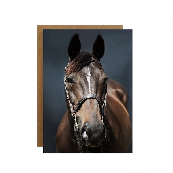 Carte de vœux de cheval, carte de cheval d’art - Carte de vœux équestre - Carte de visage de cheval - Carte de cheval - Carte de vœux équestre - cartes de cheval