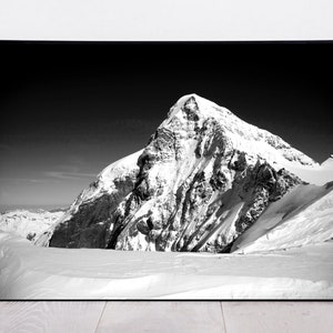 Swiss Alps black and white print - unframed swiss alps print - snow covered peaks print of Swiss mountains - Jungfrau mountains