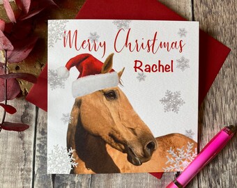 Horse Christmas card - equestrian Xmas card - fun Christmas card - personalised horse Christmas card - pony Christmas card