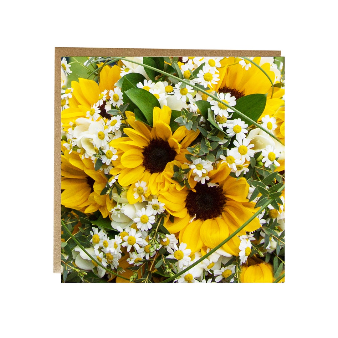 Flower Greeting Card - Sunflower and Daisy Card - Blank Inside ...