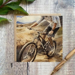 Carte de voeux de cyclisme, carte de voeux de vélo de montagne, carte d'anniversaire de cyclisme, carte de voeux de vététistes, carte de vélo de montagne