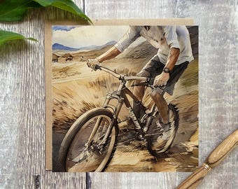 Mountain Biking Greeting Card: Cyclist Birthday, Thank You