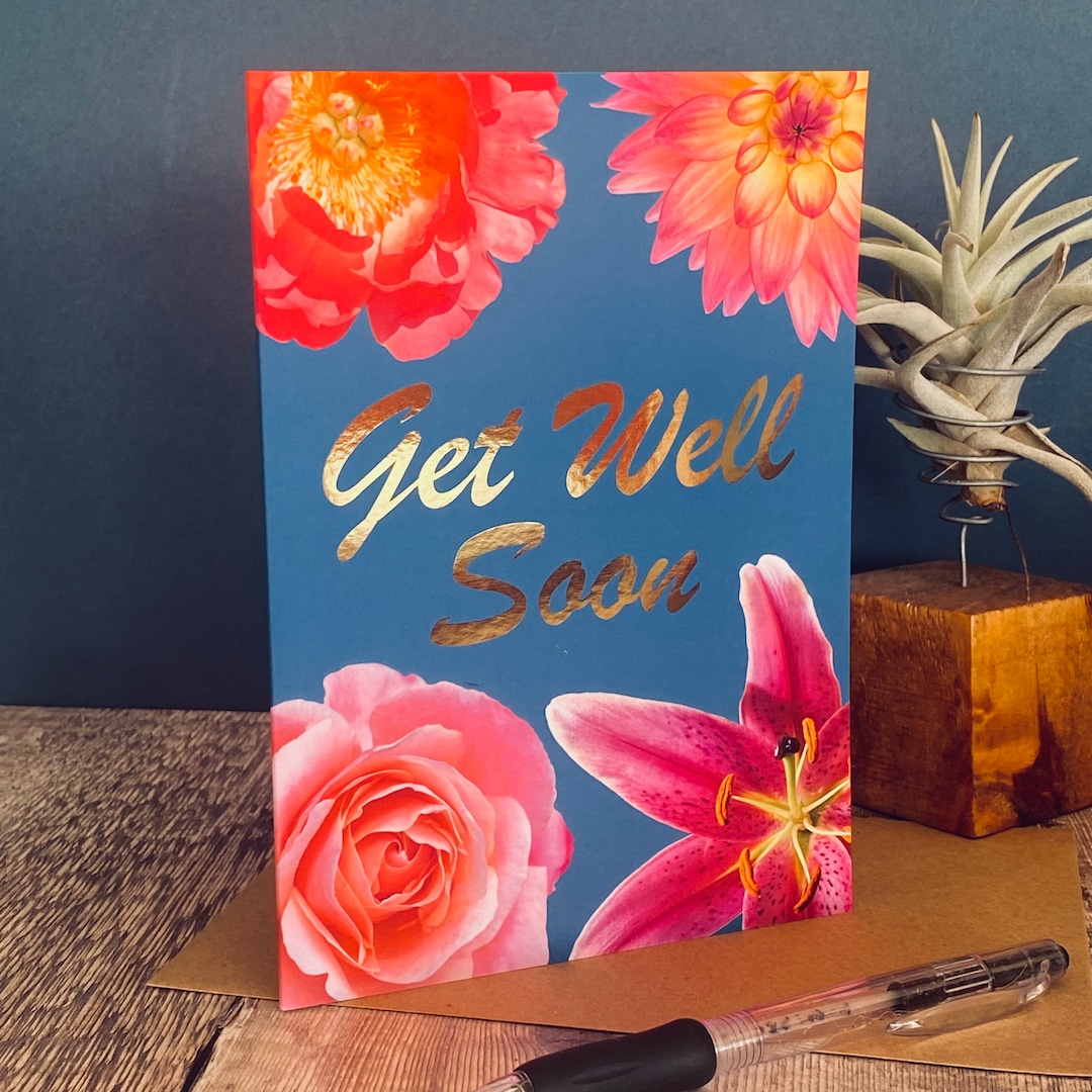 Get Well Soon Card - Get Well Card - Get Well Soon - Get Well Card With Foil Words - Etsy