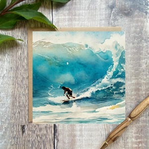 Carte océan, carte de surfeur, carte de voeux de surf, carte de surf grosse vague, carte d'anniversaire de surf, carte grosse vague, carte vagues attraper