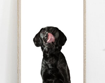 Impressão artística de Labrador preto: aquarela ou foto, decoração de parede para cachorro