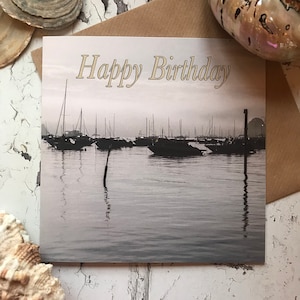 Happy Birthday greeting card with salcombe harbour photograph - mens birthday card - birthday card - Salcombe card - salcombe birthday card