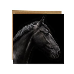 Carte de voeux cheval, beau portrait de cheval brun sur une carte de voeux - HORSE CARD - carte d'anniversaire cheval - carte d'art cheval