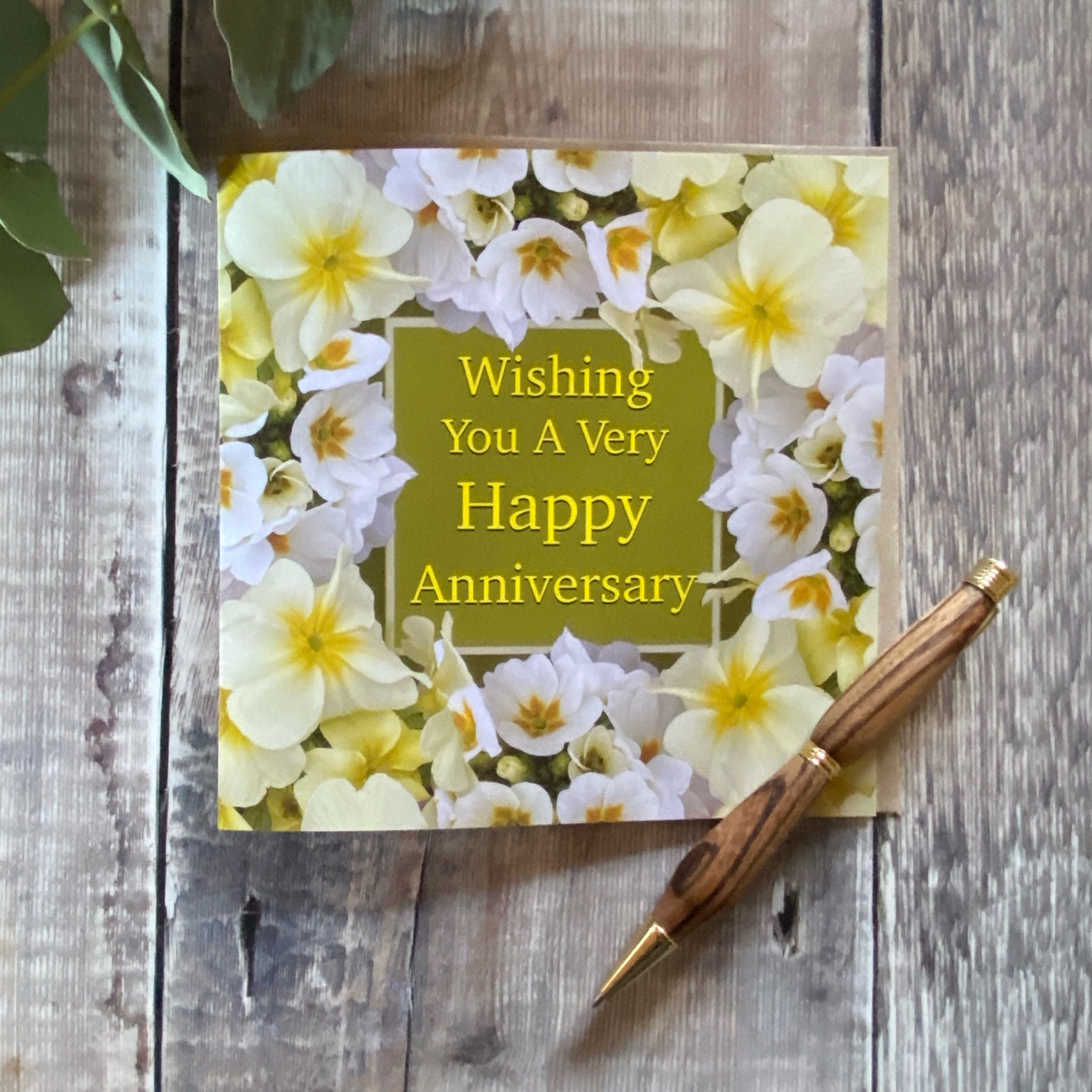 Happy Anniversary Card Flower Anniversary Card Anniversary Etsy