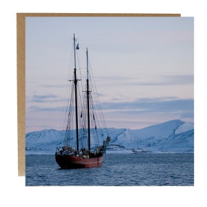 Bateau Noordelicht au Svalbard Carte de voeux - carte de voeux svalbard - carte de voeux scène de paysage marin - carte de voeux voile