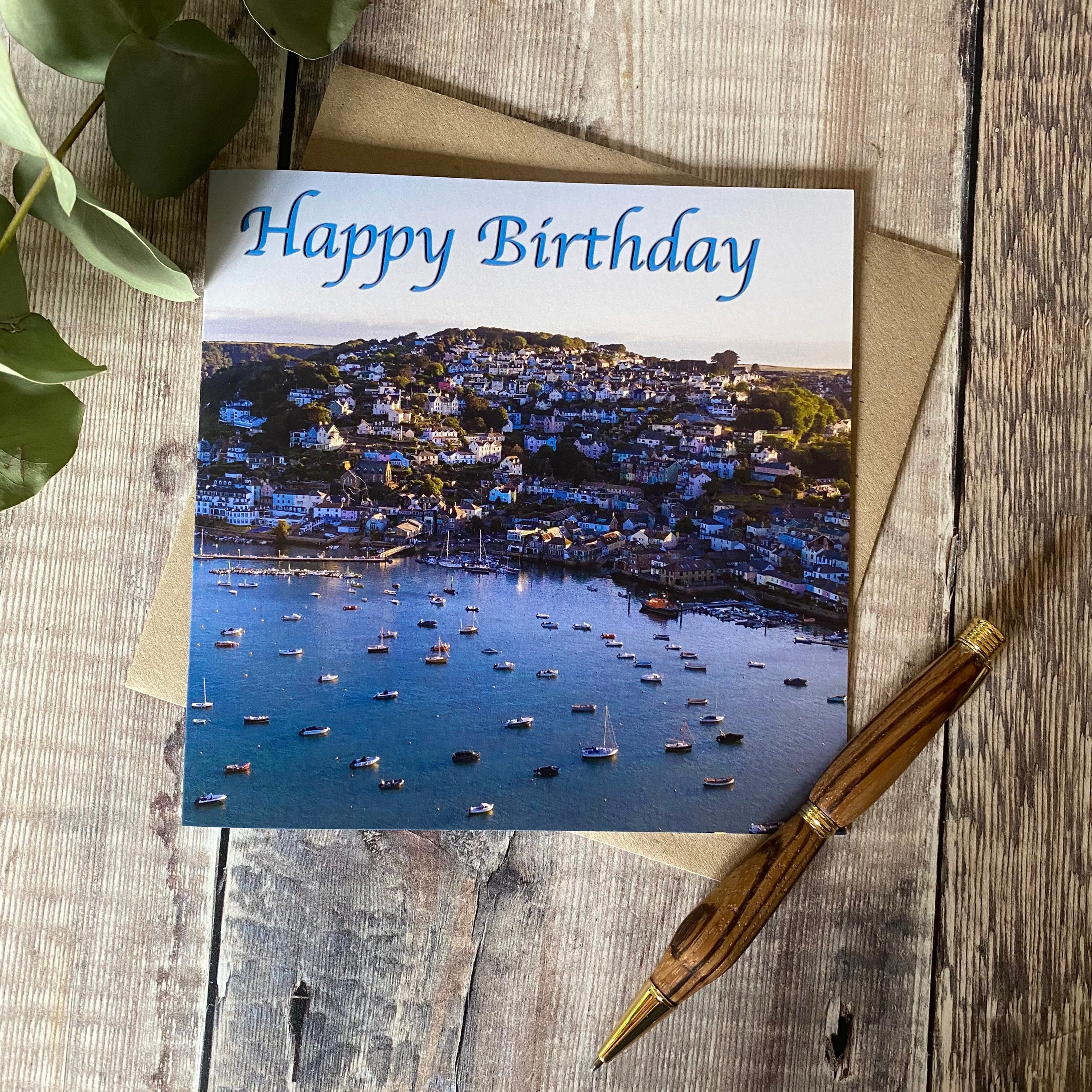 Happy Birthday greeting card with salcombe harbour photograph Salcombe card birthday card salcombe birthday card mens birthday card
