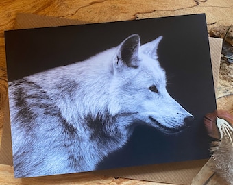 Schwarz-weiße Wolf-Grußkarte: Innen leer