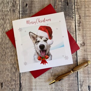 Carte de Noël pour chiot malamute - carte de Noël amusante pour chiot malamute - carte de Noël pour chien - carte de Noël pour chien des neiges