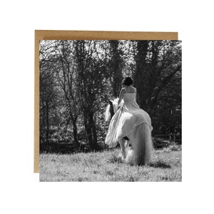 Carte de voeux équestre - carte de voeux de cheval - fille d'équitation - carte de voeux de cheval noir et blanc - carte d'amant de cheval - carte de cheval