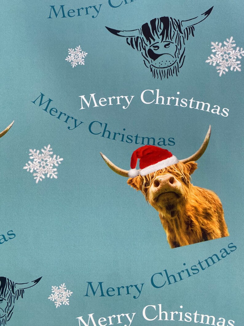 Christmas Highland Cow Gift Wrapping Paper and Gift Tags Etsy UK