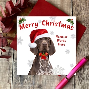Duitse kortharige staande hond kerstkaart- kerstkaart- SAP-kerstkaart - gepersonaliseerde SAP-hond kerstkaart