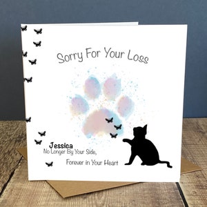 Carte de vœux pour la perte de votre chat - carte de vœux pour la perte d'un chat - carte de vœux personnalisée pour la perte d'un animal de compagnie