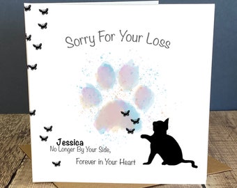 Personalised Cat Loss Sympathy Card: Pet Bereavement Card