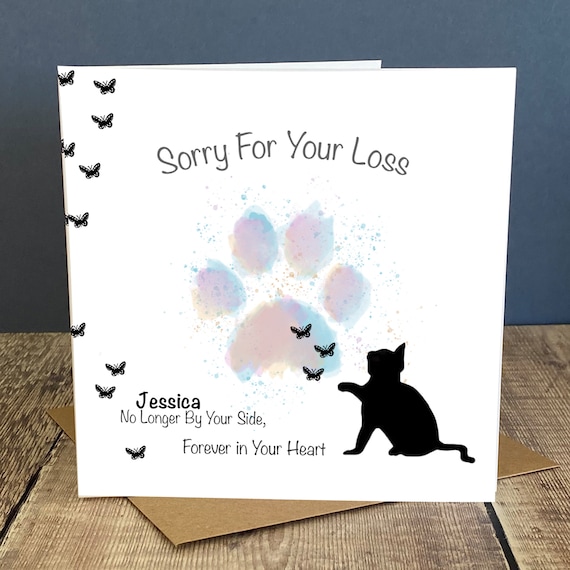 Personalised Cat Loss Sympathy Card: Pet Bereavement Card