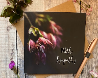 Floral With Sympathy Card: Bereavement Condolences