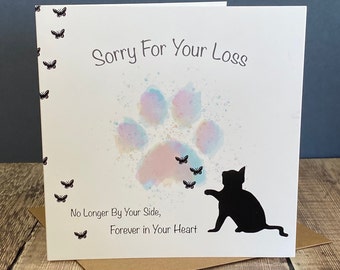 With sympathy for the loss of your cat card - cat loss sympathy card - personalised pet loss card