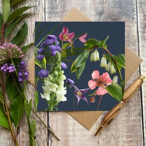 carte fleurie pour maman - carte fleurie pour ami - carte florale pour toutes les occasions - carte d'anniversaire - carte florale lumineuse
