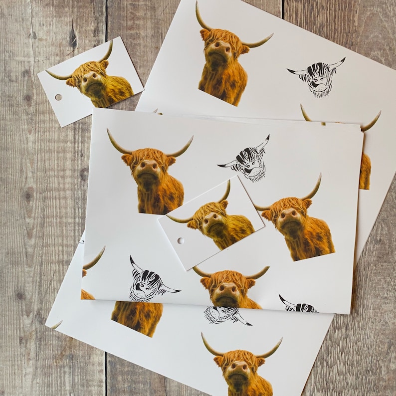 Highland Cow Wrapping Paper Highland Cow Gift Wrap Etsy UK