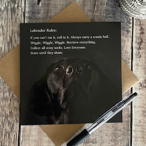 Carte labrador noir, carte d'anniversaire labrador noir - carte de voeux labrador noir - carte vierge noire de laboratoire - carte chien noir pour toute occasion