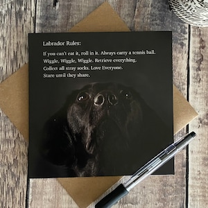 Black Labrador card, Black Labrador birthday card - black labrador greeting card - black Lab blank card - black dog card for any occasion