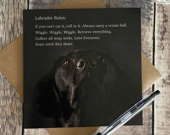 Black Labrador card, Black Labrador birthday card - black labrador greeting card - black Lab blank card - black dog card for any occasion