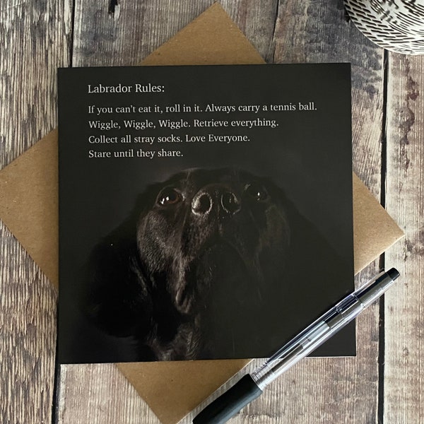 Black Labrador card, Black Labrador birthday card - black labrador greeting card - black Lab blank card - black dog card for any occasion