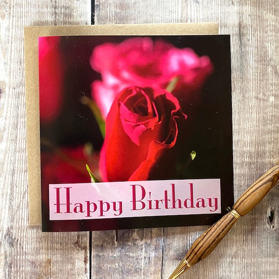 Happy Birthday Red Rose Bouquet Card