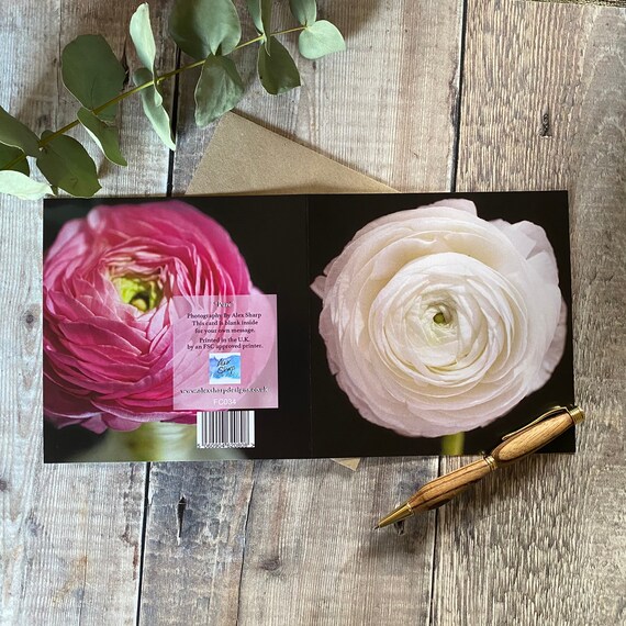 Paper Greeting Cards Ranunculus Watercolor Note Card Ranunculus Bouquet ...