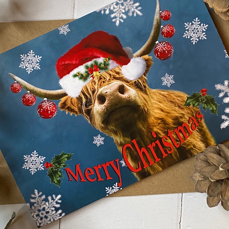 Highland Cow Christmas Card Christmas Highland Cow Card - Etsy UK