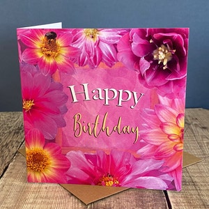 Carte de joyeux anniversaire - carte d'anniversaire florale - carte d'anniversaire pour maman - carte d'anniversaire fleurie
