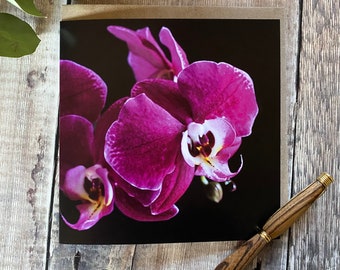 Orchid greeting card- greeting card with orchids on the front - floral birthday card pink orchid - orchid card - flower card -