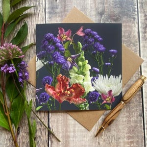 bloemenkaart voor moeder - bloemenkaart voor vriend - bloemenkaart voor elke gelegenheid - verjaardagskaart - kaart met felle bloemen
