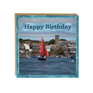 Carte joyeux anniversaire Salcombe - carte d'anniversaire avec vue sur la ville de Salcombe et l'estuaire - carte d'anniversaire pour adulte