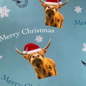 Carta da regalo e cartellini regalo di Natale Highland Cow - Carta da regalo Highland Cow - Carta natalizia e cartellini regalo Highland Cow